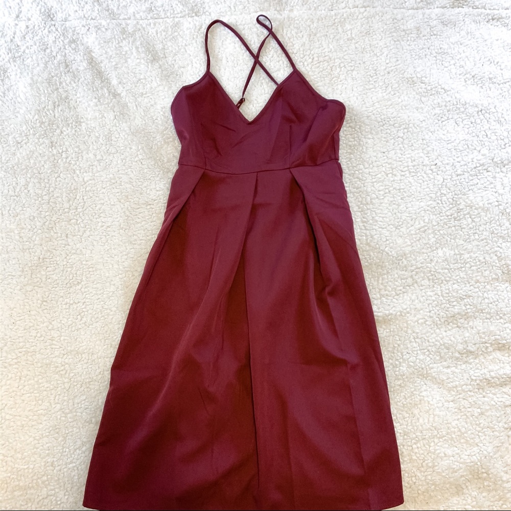 Maroon Wine Midi Dress NEW
